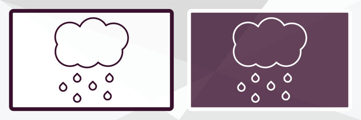 rainy outline icon. Linear vector from weather concept. Thin line white and black rainy icon isolated on white and dark background