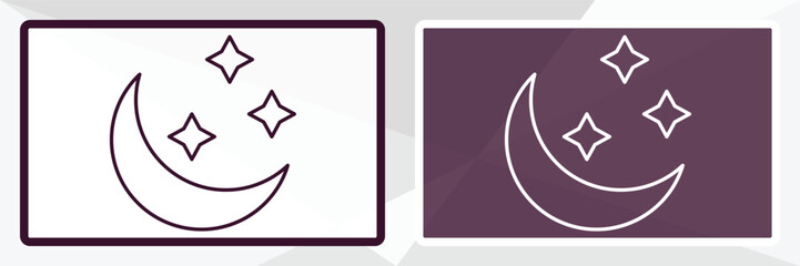 night outline icon. Linear vector from weather concept. Thin line white and black night icon isolated on white and dark background