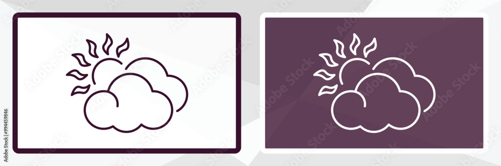 Poster clouds and sun outline icon. linear vector from weather concept. thin line white and black clouds an