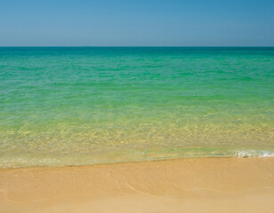 Beautiful  horizon landscape summer season panorama front view point tropical sea beach white sand clean and blue sky background calm nature ocean wave water travel at Sai Kaew Beach thailand holiday