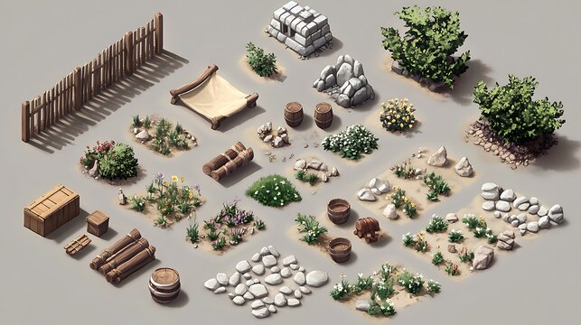 Isometric 3D Game Assets,  Medieval Village Pack