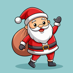 A cheerful Santa Claus cartoon illustration, perfect for adding a festive touch to your Christmas designs. This fun and friendly character is ideal for holiday cards, websites.