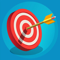 A simple yet effective illustration of an arrow hitting the bullseye of a target, symbolizing success, accuracy, and achieving goals. Perfect for presentations, motivational posters.