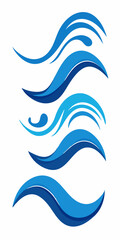 Four abstract water wave designs in blue shades. These vector illustrations can be used for logos, branding, website designs, and more.