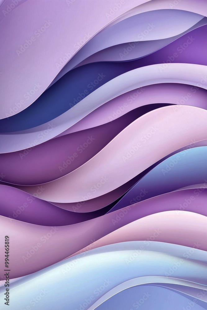 Poster flowing waves of purple and blue create a serene abstract backdrop in soft tones and gradients