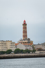 Farol da Barra de Aveiro, paisagem da Praia da Barra, Portugal