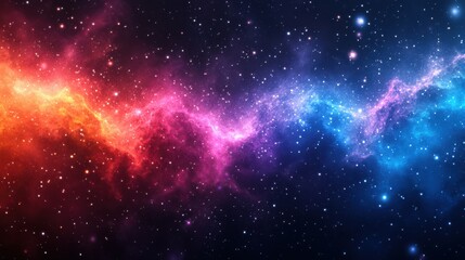 Naklejka premium Colorful galaxy of stars and nebulae in deep space, representing the beauty of the universe, astronomy, and the mysteries of outer space in a vibrant cosmic scene