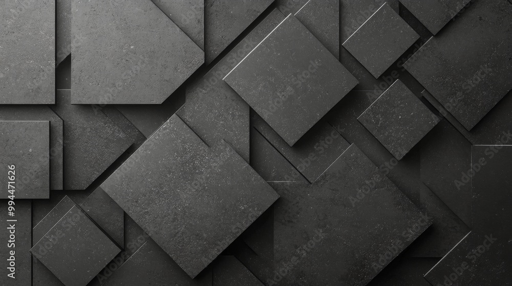 Poster modern textured wall design featuring black square tiles arranged in a geometric pattern