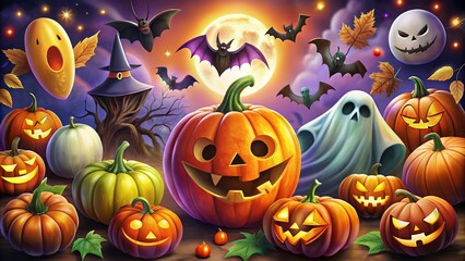 Spooky and Fun Halloween Clip Art Collection Featuring Pumpkins, Ghosts, Bats, and More Designs