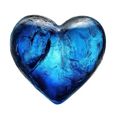 Shiny blue heart with abstract textures, isolated on transparent cutout background