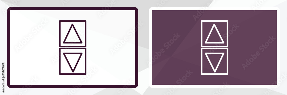 Poster elevator arrows outline icon. linear vector from user interface concept. thin line white and black e