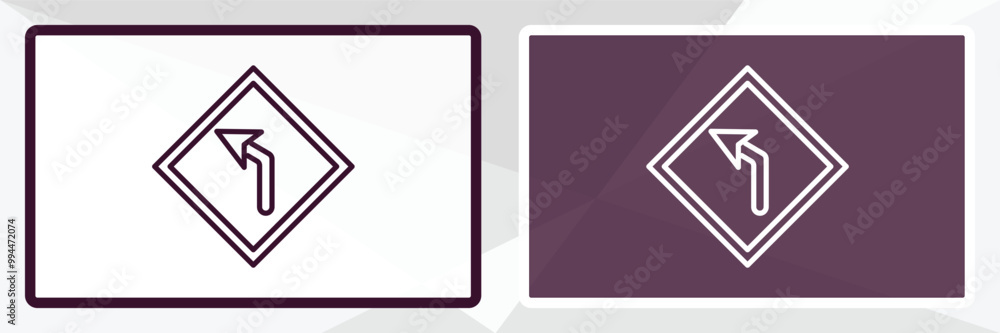 Poster left curve sign outline icon. linear vector from user interface concept. thin line white and black l
