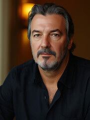 Obraz premium Portrait of a mature man with a beard in a dark shirt