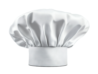 White chef hat with pleats, isolated on transparent cutout background