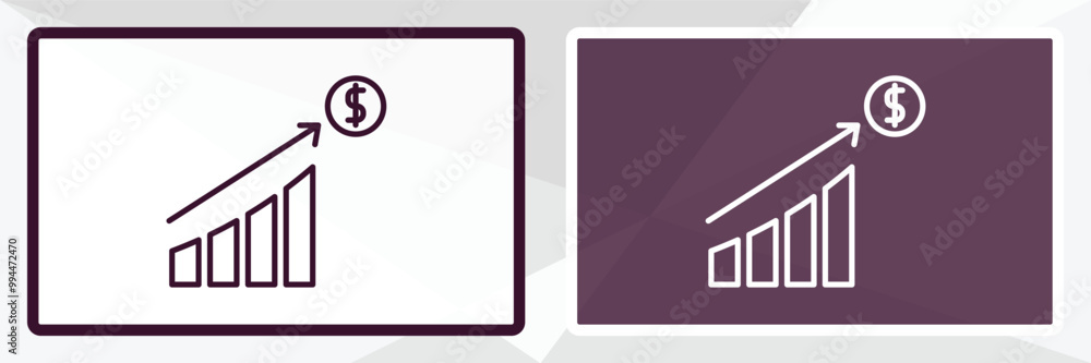Poster improve incomes outline icon. linear vector from user interface concept. thin line white and black i