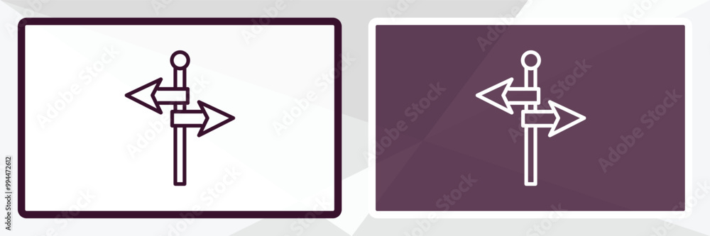 Poster road signposts outline icon. linear vector from user interface concept. thin line white and black ro