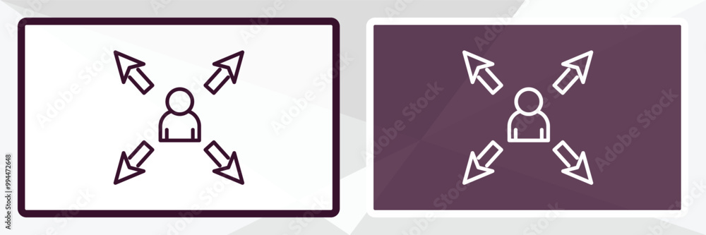 Poster multitasking worker outline icon. Linear vector from user interface concept. Thin line white and black multitasking worker icon isolated on white and dark background