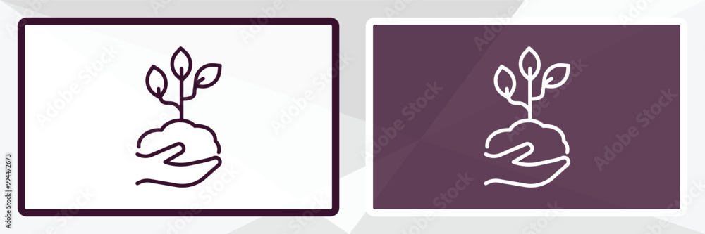 Poster hand and sprout outline icon. linear vector from user interface concept. thin line white and black h