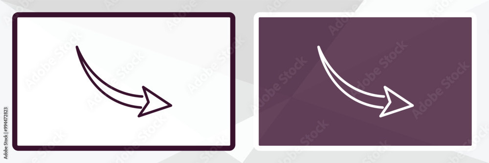 Poster right drawn arrow outline icon. linear vector from user interface concept. thin line white and black