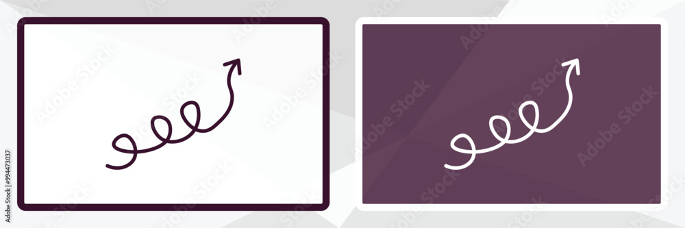 Poster swirly scribbled arrow outline icon. linear vector from user interface concept. thin line white and 