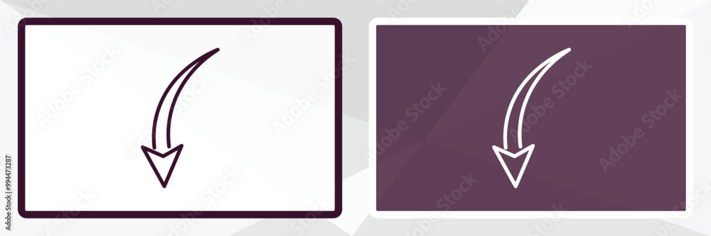 Poster downward rotation outline icon. linear vector from user interface concept. thin line white and black