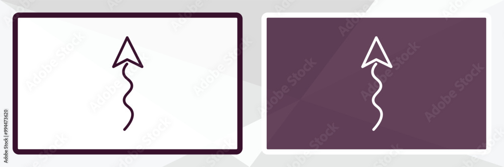 Poster squiggly arrow outline icon. linear vector from user interface concept. thin line white and black sq