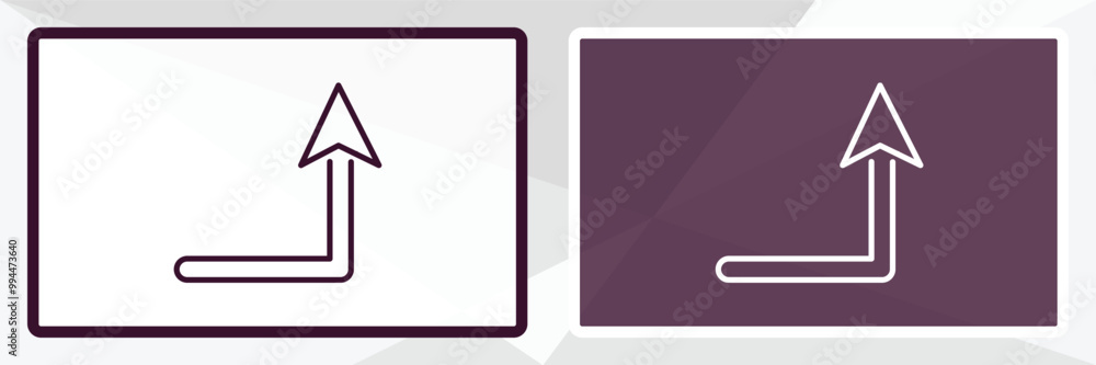 Poster turn up arrow outline icon. linear vector from user interface concept. thin line white and black tur