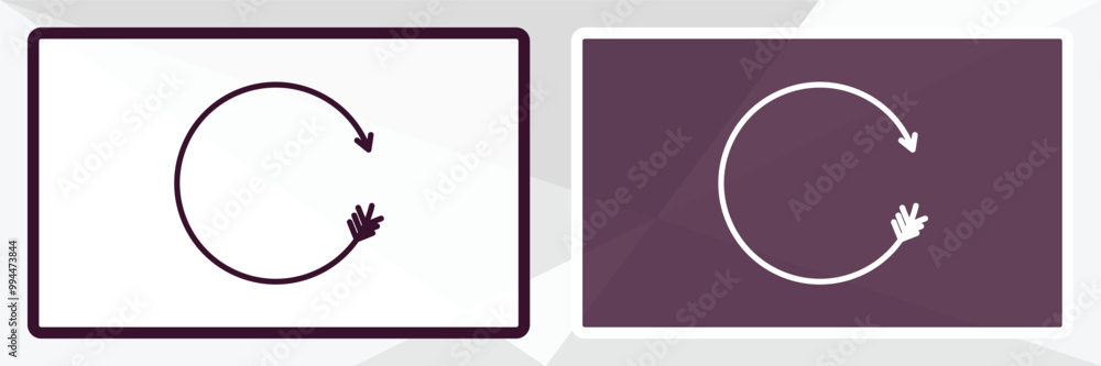 Poster spinning left arrow outline icon. linear vector from user interface concept. thin line white and bla
