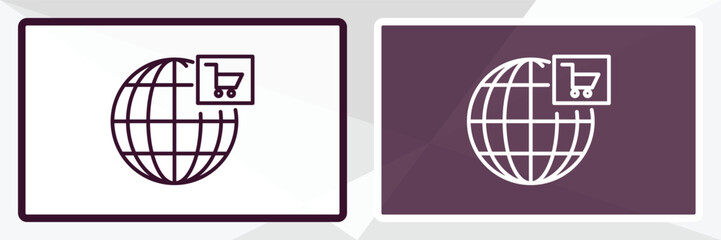 global cart interface outline icon. Linear vector from user interface concept. Thin line white and black global cart interface icon isolated on white and dark background