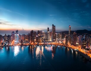 Ciudad Brillante de Noche
