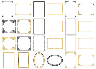 オーナメントフレーム、エレガント、ビンテージ、モダン、フローラル、幾何学、デコレーションのセット06
