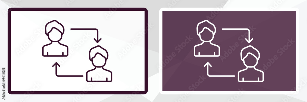Poster exchange personel outline icon. linear vector from user interface concept. thin line white and black