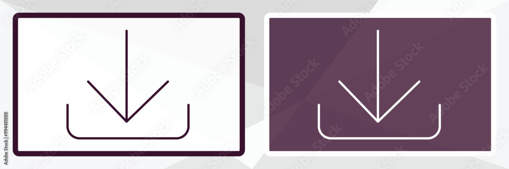 Poster downloading outline icon. linear vector from user interface concept. thin line white and black downl