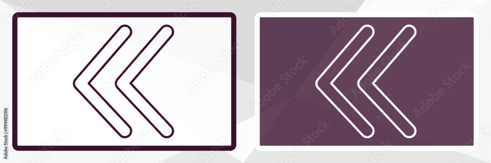 Poster two left arrows outline icon. linear vector from user interface concept. thin line white and black t