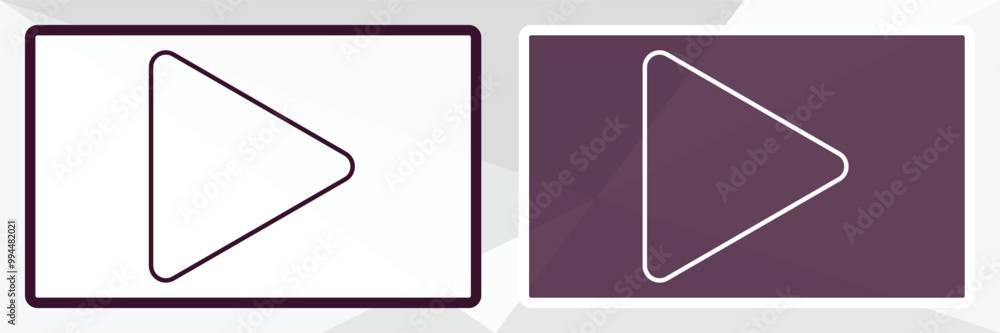 Poster right arrow play button outline icon. linear vector from user interface concept. thin line white and