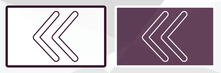 Obraz premium two left arrows outline icon. Linear vector from user interface concept. Thin line white and black two left arrows icon isolated on white and dark background