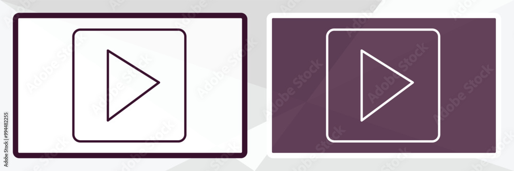 Poster play video button outline icon. linear vector from user interface concept. thin line white and black