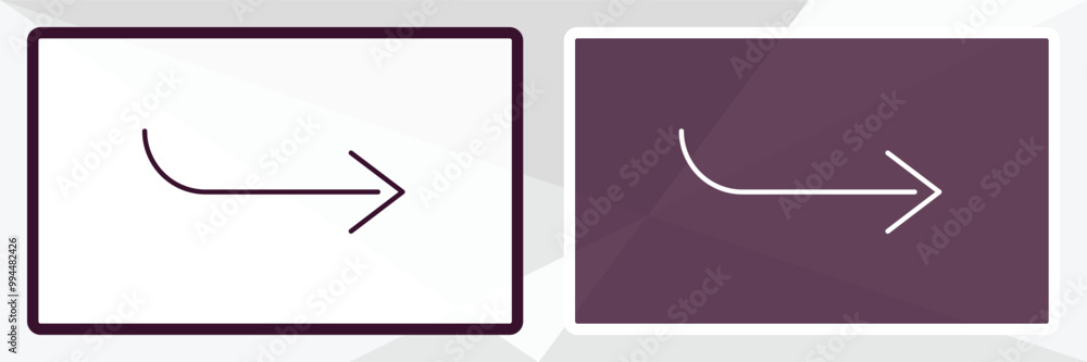 Poster right curve arrow outline icon. linear vector from user interface concept. thin line white and black