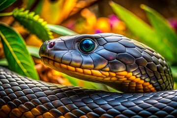 Stunning black mamba snake wallpaper featuring intricate scales and captivating natural colors