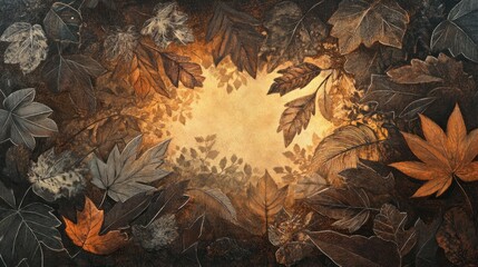 Golden and Brown Leaf Embossed Artwork