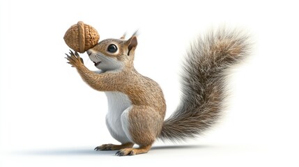 Obraz premium A Curious Squirrel Holding a Nut in Its Paws