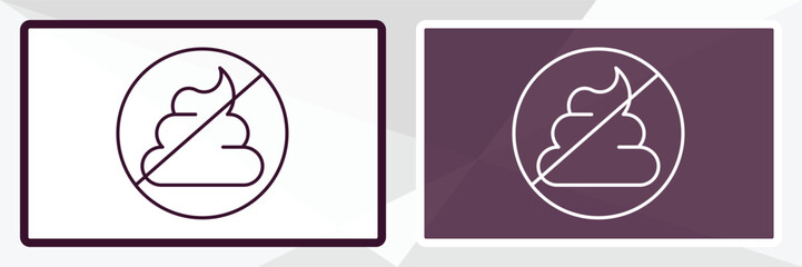 no pooping outline icon. Linear vector from traffic signs concept. Thin line white and black no pooping icon isolated on white and dark background