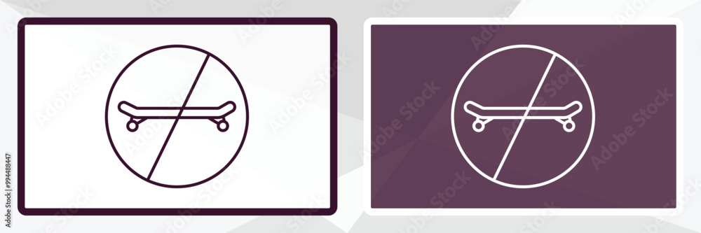 Poster no skating outline icon. linear vector from traffic signs concept. thin line white and black no skat