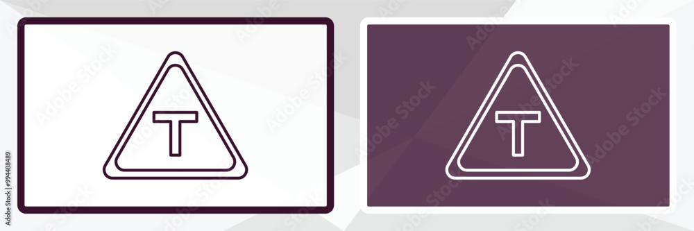 Poster t junction outline icon. linear vector from traffic signs concept. thin line white and black t junct