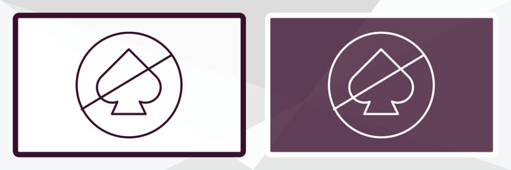 no gambling outline icon. Linear vector from traffic signs concept. Thin line white and black no gambling icon isolated on white and dark background