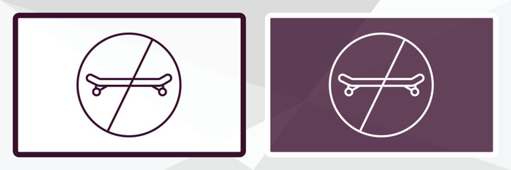 no skating outline icon. Linear vector from traffic signs concept. Thin line white and black no skating icon isolated on white and dark background
