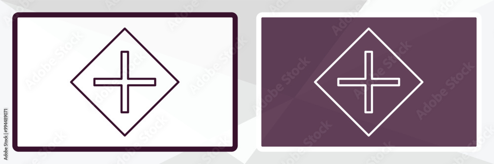 Poster intersection sign outline icon. linear vector from traffic signs concept. thin line white and black 