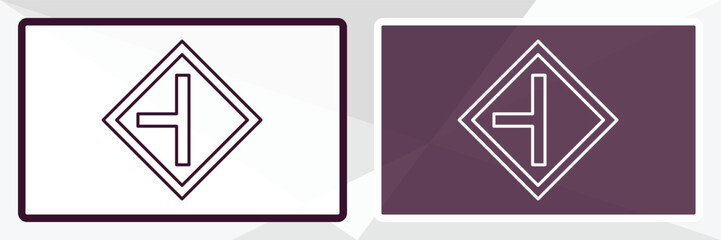 side road sign outline icon. Linear vector from traffic signs concept. Thin line white and black side road sign icon isolated on white and dark background