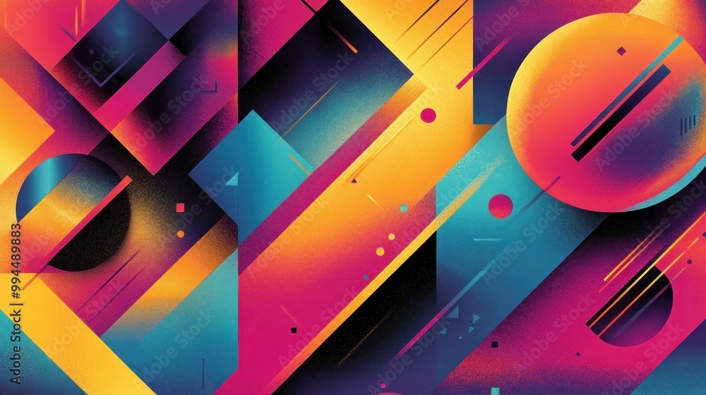 Poster abstract geometric design with vibrant colors and gradient effects