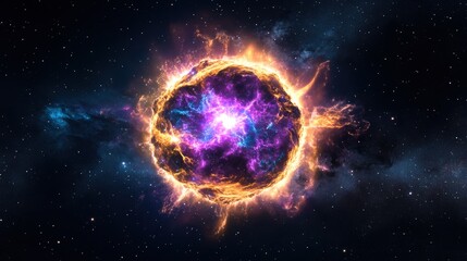 Obraz premium Colorful Explosion in Outer Space with Stars and Galaxy